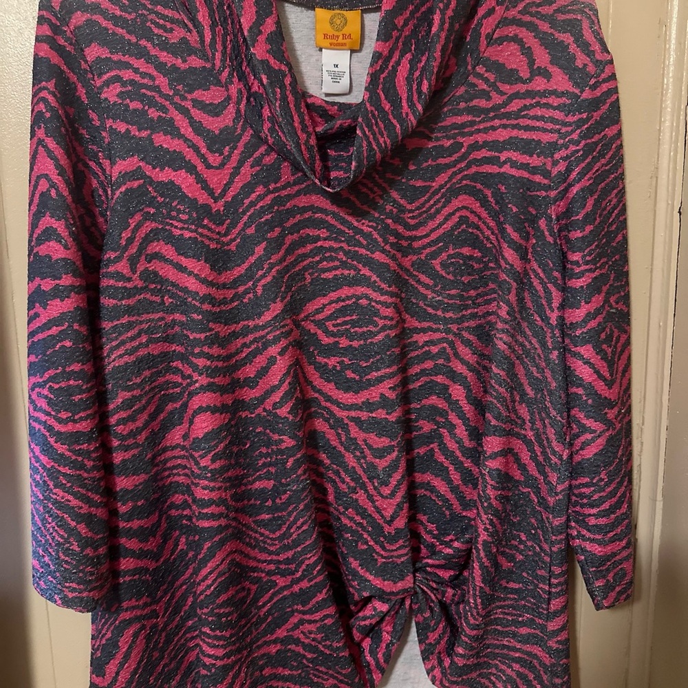 Ruby Road Pink and Black Women's Blouse